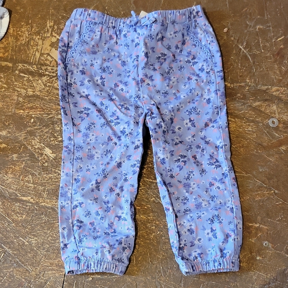 Charming Floral Kids Pajama Bottoms in Blue